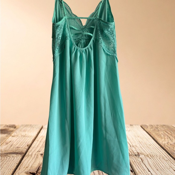INC International Concepts Teal Lace Chemise - Picture 2 of 4